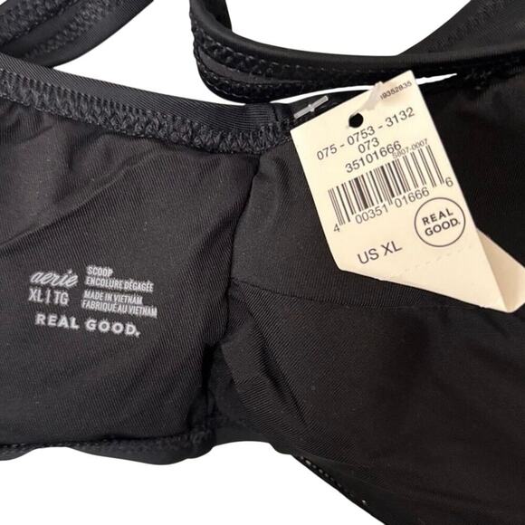 NWT Aerie Black Scoop Bikini Swim Top XL UPF 50 Real Good Bralette - Picture 6 of 6